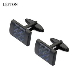 Lepton Carbon Fiber Cufflinks for Mens Shirt Cuffs Cufflink High Quality Matte Square Black Color Stainless steel Cuff links