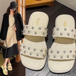 Slippers Rhinestone Thick-soled Sandals And Summer Soft-soled Casual All-match Outer Wear One-word