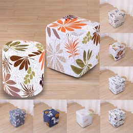 Chair Covers Elastic Polyester Fabric Stool Cover Cartoon Printing Rectangle Square Floral Round Seat Slipcover Protector