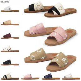 Slippers 2023 Women Woody Slippers Mules Flat Brand Chole Sandals luxury Slides Designer Canvas White Black Sail Womens Fashion Outdoor Beach Slipper Sh J230520