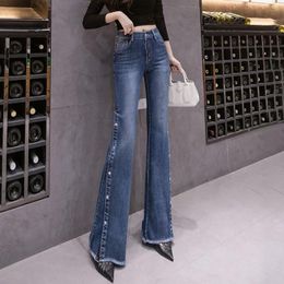 Jeans 2021 New Autumn Side Split Jeans For Women's High Waist Loose Mujer Fashion Women Denim Flared Pants Plus Size Wide Leg Jeans