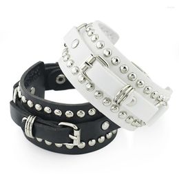 Charm Bracelets Punk Cool Bangles Gothic Rock For Women Men & Unisex Rivet Wide Cuff Leather Belt Buckle S331