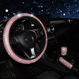 Car Steering Wheel Cover Elastic Handle Cover Universal 37/38cm Diamond BlingBling Four Seasons Crystal Woman styling Interior