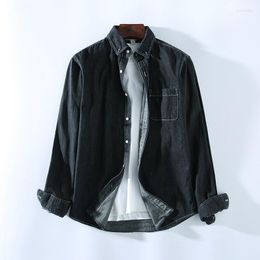 Men's Casual Shirts Spring Boys Oversized Long Sleeve Vintage Black Denim Shirt Men Slim Fit Cotton Button Collar Top 4xl Xxxl