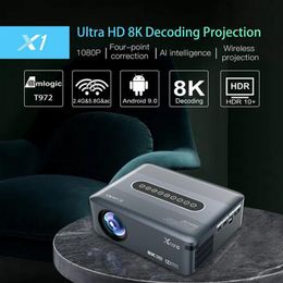 XNano X1 Android LCD Projector 8K 4K 1080P HD Amlogic T972 Dual Wifi BT Bluetooth 5.0 HDR10 Voice Control Portable Home Office Media LED Video vs K19 KP1 Mini Projector