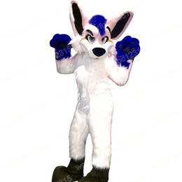 Performance Long Fur Husky Dog Mascot Costumes Carnival Hallowen Unisex Adults Fancy Party Games Outfit Holiday Outdoor Advertising Outfit Suit