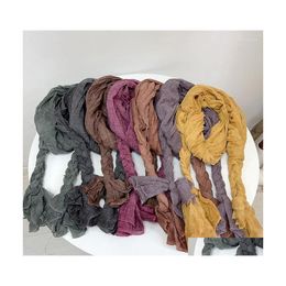 Scarves Johnature Vintage Died Personality Braided Scarf Four Seasons All Match Shade And Keep Warm Solid Color Women Drop Delivery Dhfqp