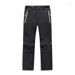 Skiing Pants Autumn Hiking Sports Boy Girl Night Glow Waterproof Breathable Soft Shell Thick Camping Trousers