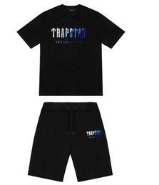 Mens Trapstar t Shirt Short Sleeve Print Outfit Chenille Tracksuit Black Cotton London Streetwear New high end 52ess