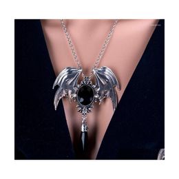 Pendant Necklaces Trendy Animal Bat Necklace Womens Bohemian Crystal Inlaid Accessories Party Jewelry Drop Delivery Pendants Dh67Y