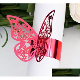 Napkin Rings 50Pcs Laser Cut Butterfly Holder For Dinners Tables Everyday Anniversray Party Decor Drop Delivery Home Garden Dhkom