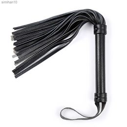 Adult Toys SM Erotic Supplies Sex Toys Leather Whip Black Stripe Spanking Small Black Whip With A Lifting Hand Conditioning Leather Whip L230519