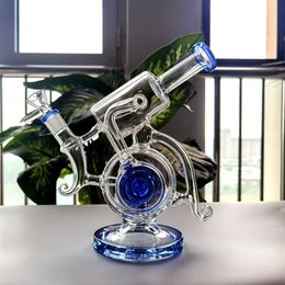 9.5 inch blue recyclers water pipes dab rig bongs glass water hookah pipes