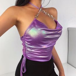 Womens Tanks Camis Womens Sexy Club PU Leather Purple Tube Tops Camisole Solid Sleeveless Crop Tank Tops 230519