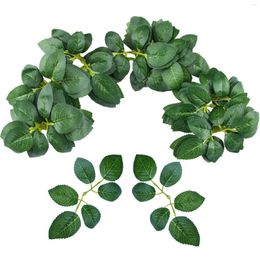 Decorative Flowers Bulk Rose Leaves Artificial Greenery Fake Flower For DIY Wedding Bouquets Centrepieces Party Decorations Vine W