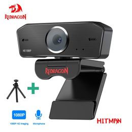 Webcams REDRAGON GW800 HITMAN USB HD Webcam Built-in Microphone Smart 1920 X 1080P 30fps Web Cam Camera for Desktop Laptops PC Game 230518