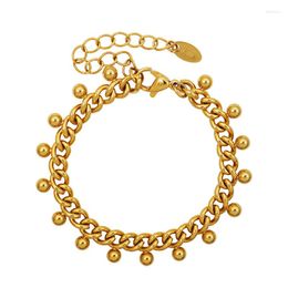 Charm Bracelets 2023 SDA Femal Fashion Jewellery Gold Colour Stainless Steel Cuban Chain Tassel For Women Accessories