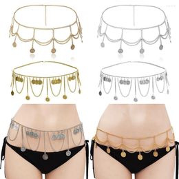 Belts Folk-custom Elegant Body Jewellery Metal Chain Belt Slimming Cummerbands Crystal Waist Band Coin Tassel Pendant Waistband