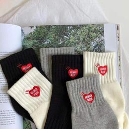 Brand HUMAN MADE Love Embroidered Towel Bottom Short Tube Men's and Women's Sports Tide Socks