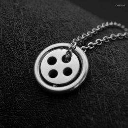 Pendant Necklaces Fashion Titanium Steel Button Simple Stainless Round Jewelry Gift