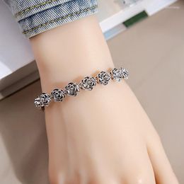 Charm Bracelets Rose Women Bracelet Light Luxury Metal Flower Classic Jewelry Banquet Gift S264