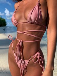 Swim wear Summer Bikini Luxury Swimwear Women Biquini Folds Bikini Set Bathing Suit Women Swimsuit High Grade Champagne Bikinis Beach 230518