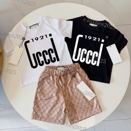 New Luxury designer Clothing Sets kids T-shirt white black monogrammed shortst fashion British fashion brand summer childrens treasures girls cotton two piece tops