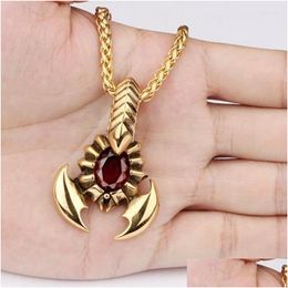 Pendant Necklaces Ruby Scorpion Alloy Men Necklace Vintage Insect Shape Mens Pendants Jewelry Accessories Drop Delivery Dhsdv