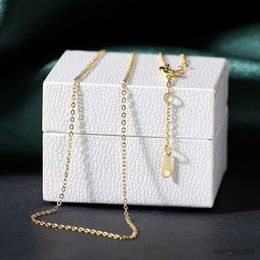 Sterling Silver 925 Real Gold Plated Chain Necklace for Women Minimalist Female Choker Chain Fine Jewellery on The Neck