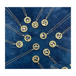 Pendant Necklaces Ailodo 12 Zodiac Sign Constellations Pendants For Women Men Aries Leo Horoscope Necklace Fashion Jewelry Girls Dro Dhkue