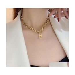 Pendant Necklaces Simple Zipper Head Design Necklace Exaggerated Punk Thick Chain Women Clavicle Fashion Jewelrypendant Drop Deliver Dhmpq