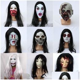 Scary Halloween Horror Party Masks máscara de látex feminino cádica feminina assombrada house py para adts entrega de garden home jardim de suprimentos festivos dhw5w