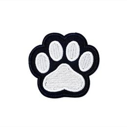 Bear Footprints Size:6.0x5.5cm Patches Embroidery Applique Ironing Sewing Supplies Decorative Badges For Clothing White Black