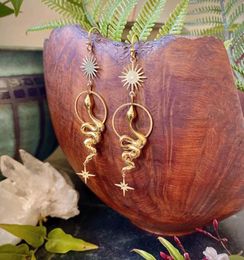 Stud Boho style Gothic Circle Gold Snake earrings For Women Men Couple Fashion Retro Punk Jewelry