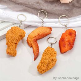 Keychains Fried Chicken Leg Food Pendant Key Ring For Friend Gift Fashion Creative Simulation Chicken Wings Bag Box Keychain