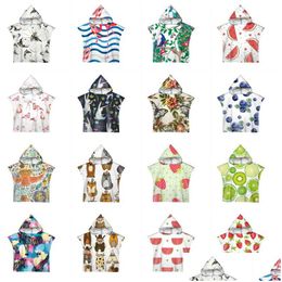 Towel Kids Beach With Hooded Cloak Microfiber Summer Swimwear Bath Robes Drop Delivery Home Garden Textiles Dhjw8