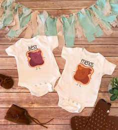 Family Matching Outfits Best Friends (Peanut Butter and Jelly) Double Preschool Baby Boys and Girls Tights Summer Short Sleeve Jumpsuit Casual G220519