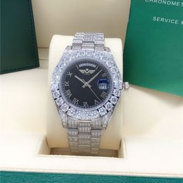 Watch Full diamond black dial 128238 128239 Sapphire Big Diamond Bezel 43mm 18K white gold men automatic Wristwatches With Original Box