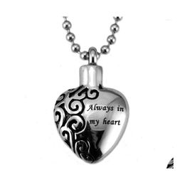 Pendant Necklaces Urns For Ashes Cremation Jewellry Stainless Steel Always In My Heart Memorial Openable Bottle Necklace Men Women D Dhiuv