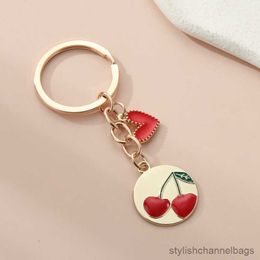 Keychains New Fashion Cartoon Love Keychain Spring And Summer Exquisite Rabbit Cherry Cat Key Ring