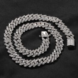 12MM Spring Buckle Rhombus Cuban Chain Iced Out Zircon Gold Silver Plated Miami Cuba Link Necklace