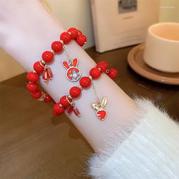 Strand Chinese Year Red Beads Bracelet For Women Girls Fashion Crystal Animal Lucky Bag Blessing Gift Jewellery Bijou Femme