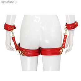 Adult Toys SM Restraints Toys PU Bondage Set Include Waist Hands Legs Cross Buckle Adult Games Sex Toys for Women Sex Toys L230519