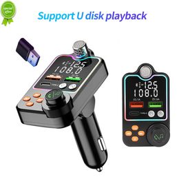 New Car Bluetooth 5.0 FM Transmitter Dual USB Car Charger PD Type-C Fast Charging Wireless Handsfree Audio Receiver MP3 Player