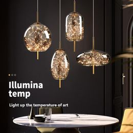 Pendant Lamps Modern Net Red Bedside Chandelier LED Light Luxury Long Line Personality Art Full Of Stars El Bar Glass Small