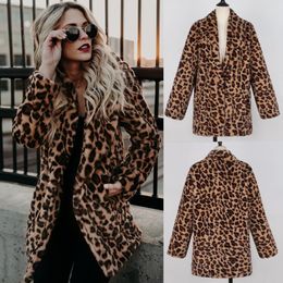 Women's Fur & Faux KALENMOS Winter Coat Women Leopard Long Coats And Jackets 2023 Arrival Clothing Streetwear Woman Jacket Plus Size