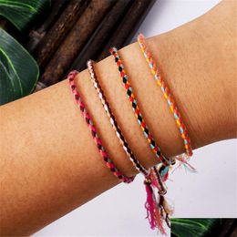 Charm Bracelets Polyester Thread String Bracelet Pray Yoga Handmade Pure Colour Chic Tassel For Men Women Adjustable With Fri Dhgarden Dhbhq