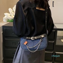 Evening Bags Denim Hobo Shoulder Bag With Chain Versatile Ins Designer Small Crossbody