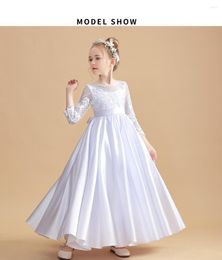 Girl Dresses Ball-Gown/Princess Flower Dress - Satin Long Sleeves Children's First Communion Baby Girls Wedding Party