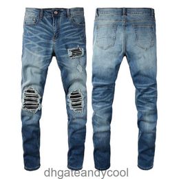 Нож джинсовой джинсы высокие амирры большие джинсы уличные дизайнерские брюки.